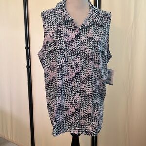 Reel Legends performance outfitters sleeveless button up blouse size 1X